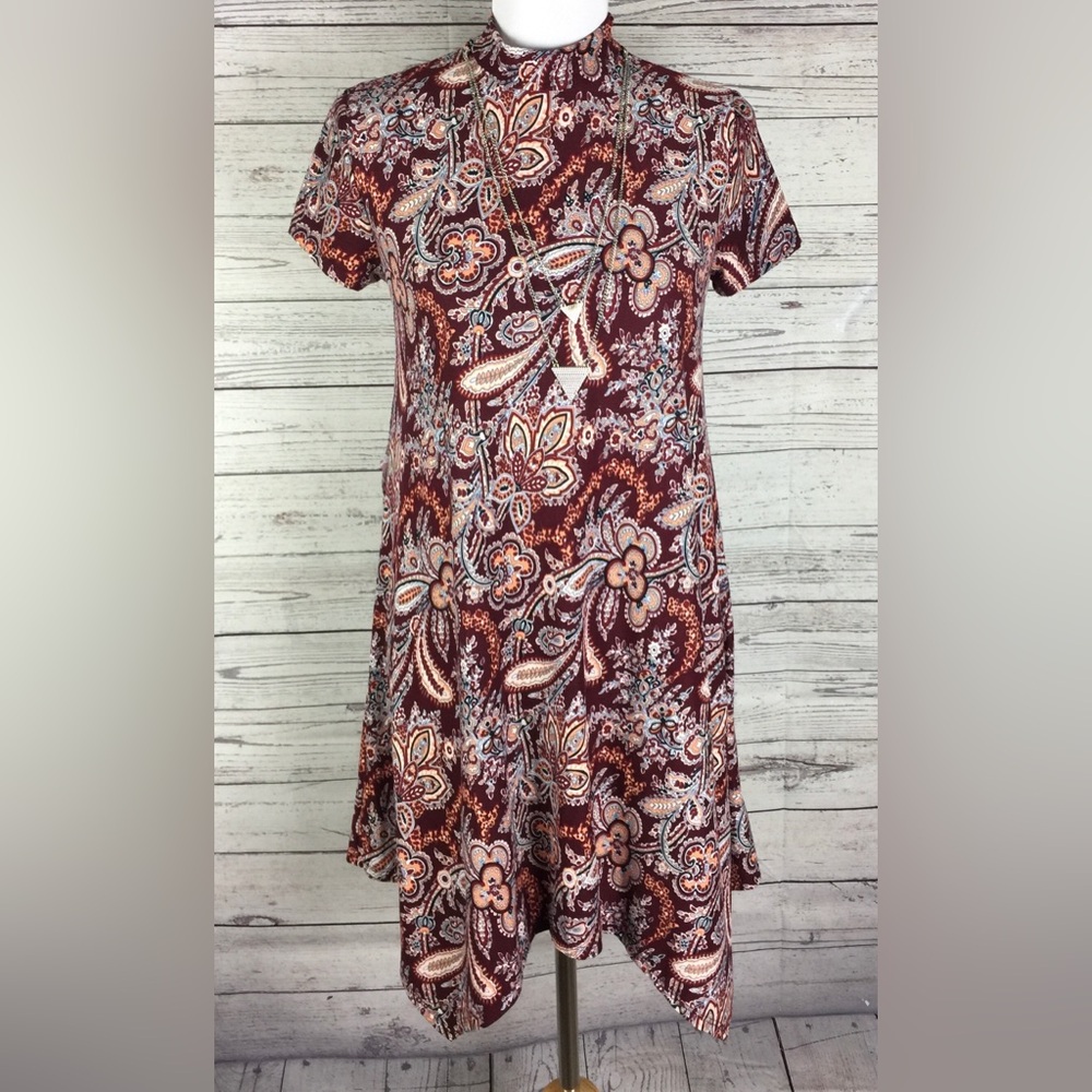 Sweetkie Womens's Multicolor Floral Mock Neck Stretch Shift Dress